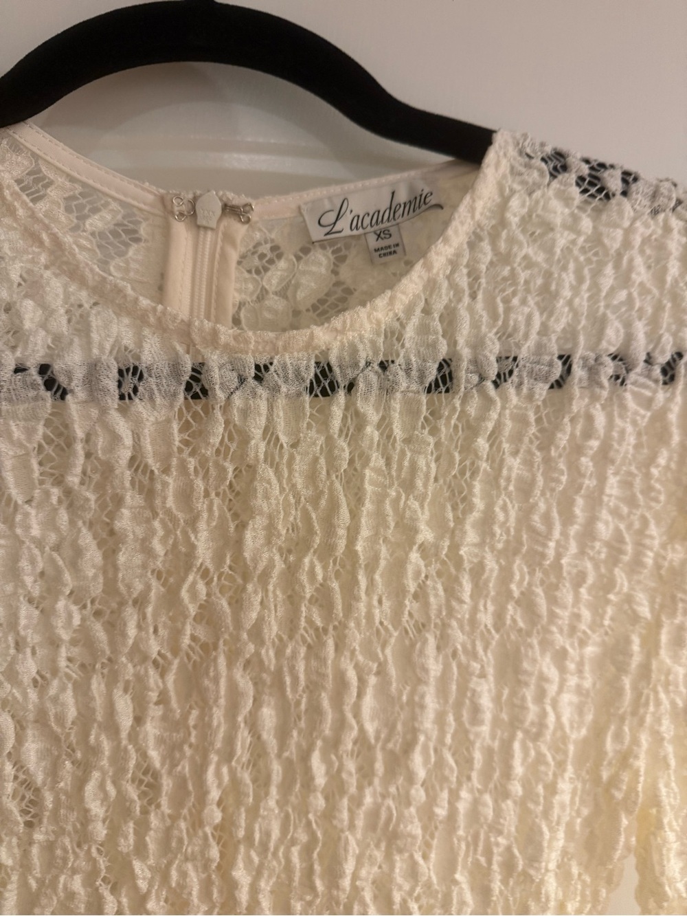 L'Academie Cream Lace long dress